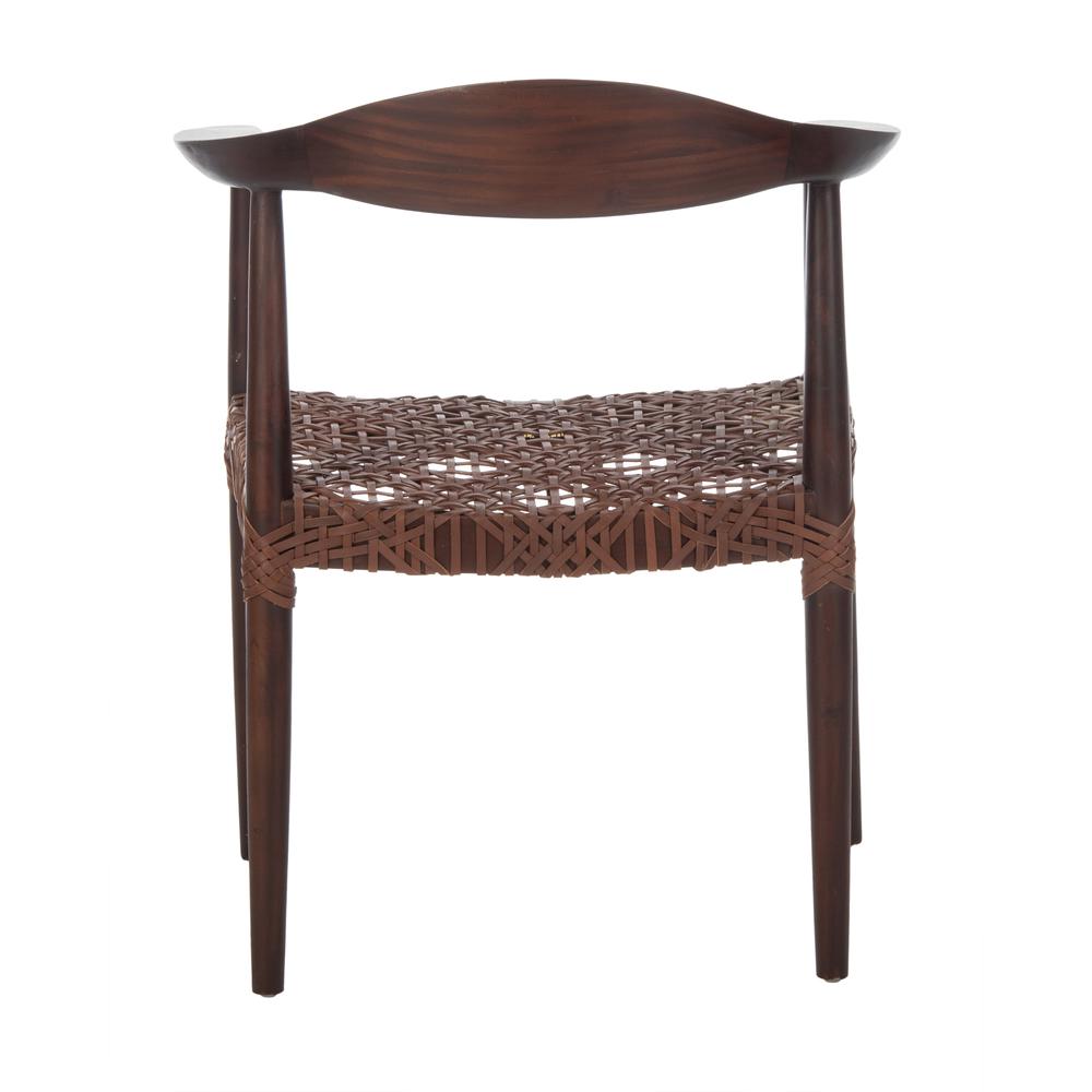 Juneau Leather Woven Accent Chair, Walnut/Brown. Picture 2