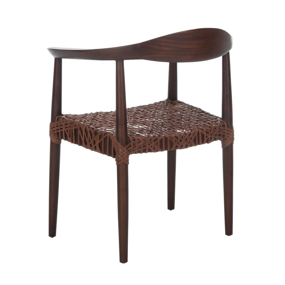 Juneau Leather Woven Accent Chair, Walnut/Brown. Picture 3