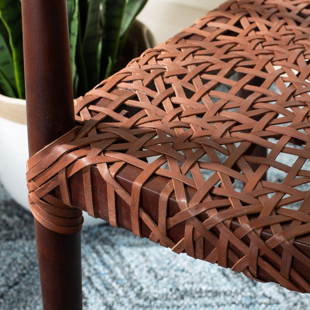 Juneau Leather Woven Accent Chair, Walnut/Brown. Picture 4