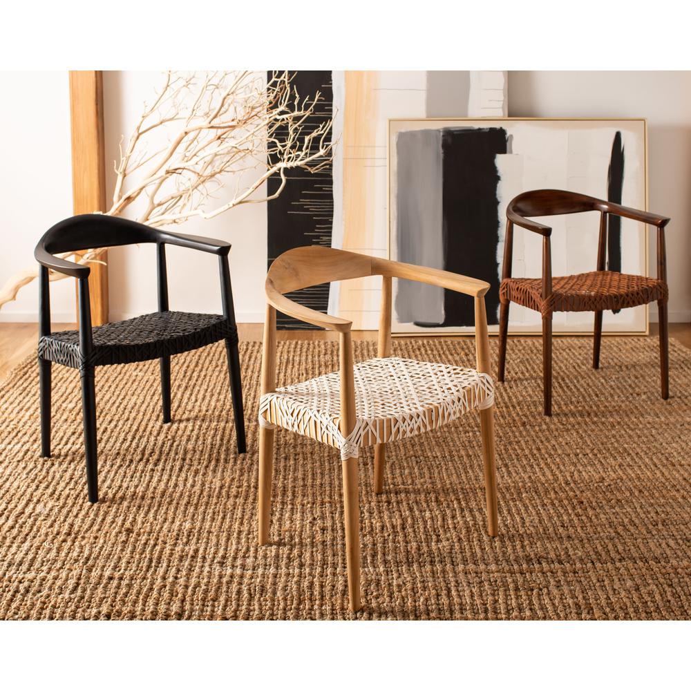 Juneau Leather Woven Accent Chair, Walnut/Brown. Picture 12