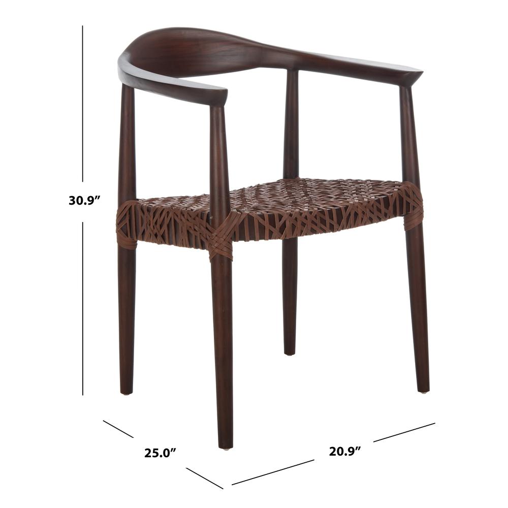 Juneau Leather Woven Accent Chair, Walnut/Brown. Picture 6