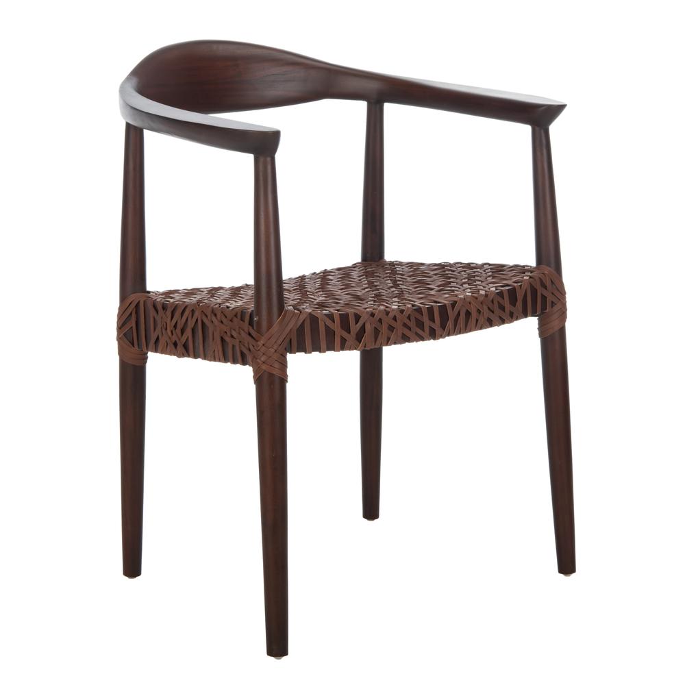 Juneau Leather Woven Accent Chair, Walnut/Brown. Picture 9