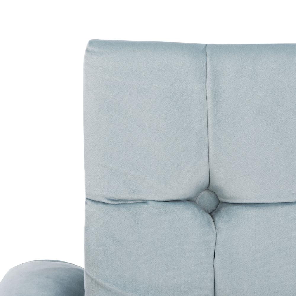 Amaris Tufted Accent Chair, Slate Blue/Black/Brass. Picture 4