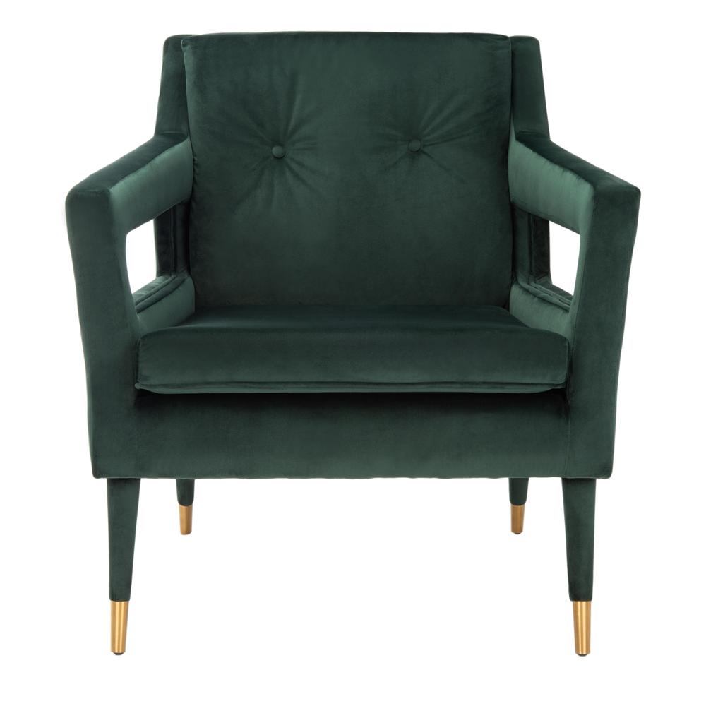 Mara Tufted Accent Chair, Forest Green. Picture 1