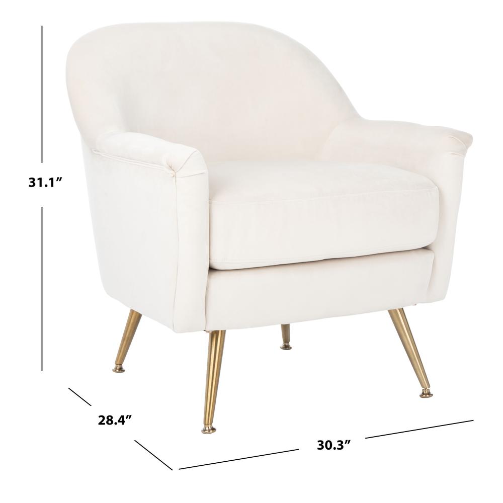 Brienne Mid Century Arm Chair, Ivory/Brass. Picture 5