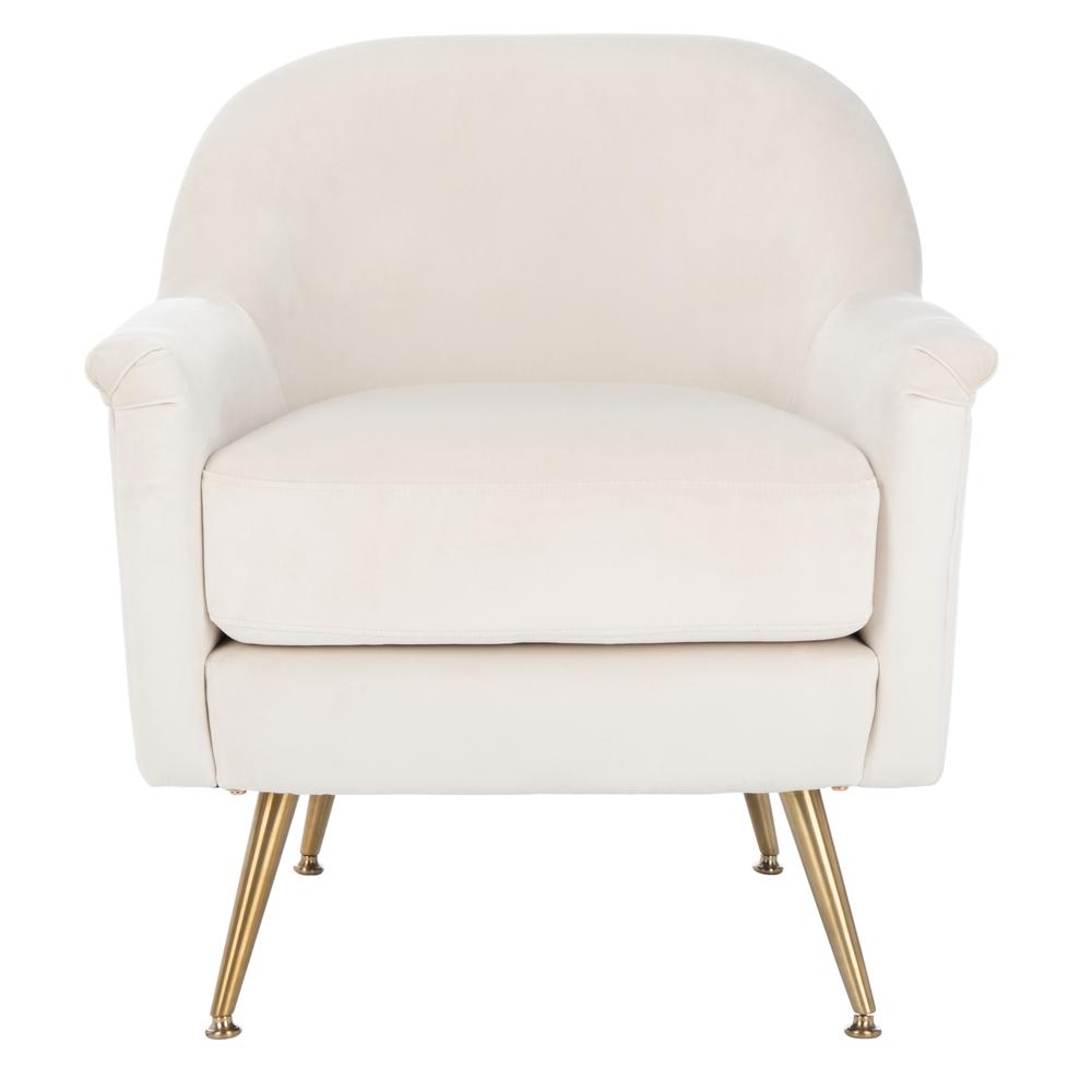 Brienne Mid Century Arm Chair, Ivory/Brass. Picture 1