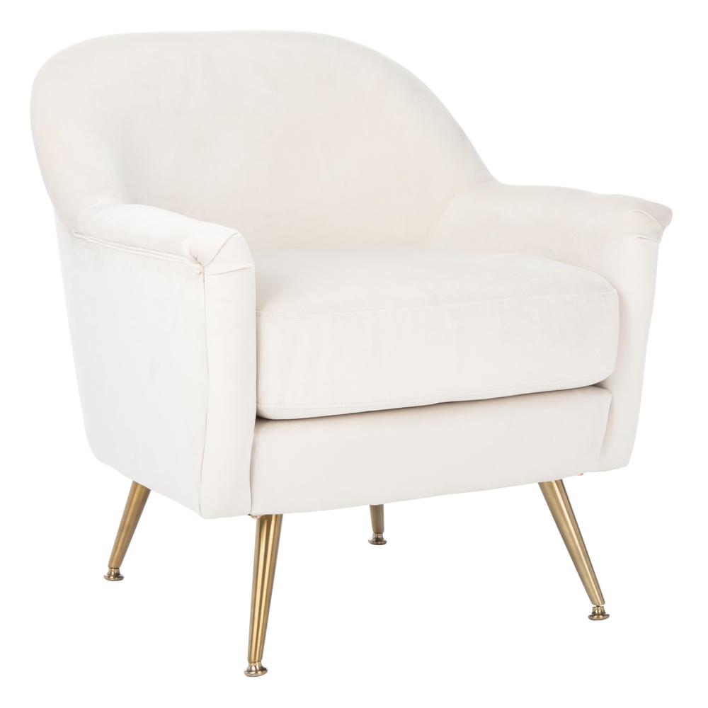 Brienne Mid Century Arm Chair, Ivory/Brass. Picture 8