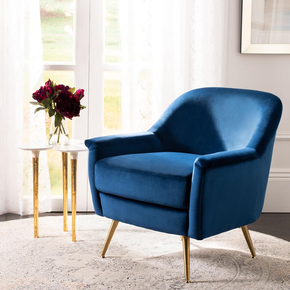 Brienne Mid Century Arm Chair, Navy/Brass. Picture 7