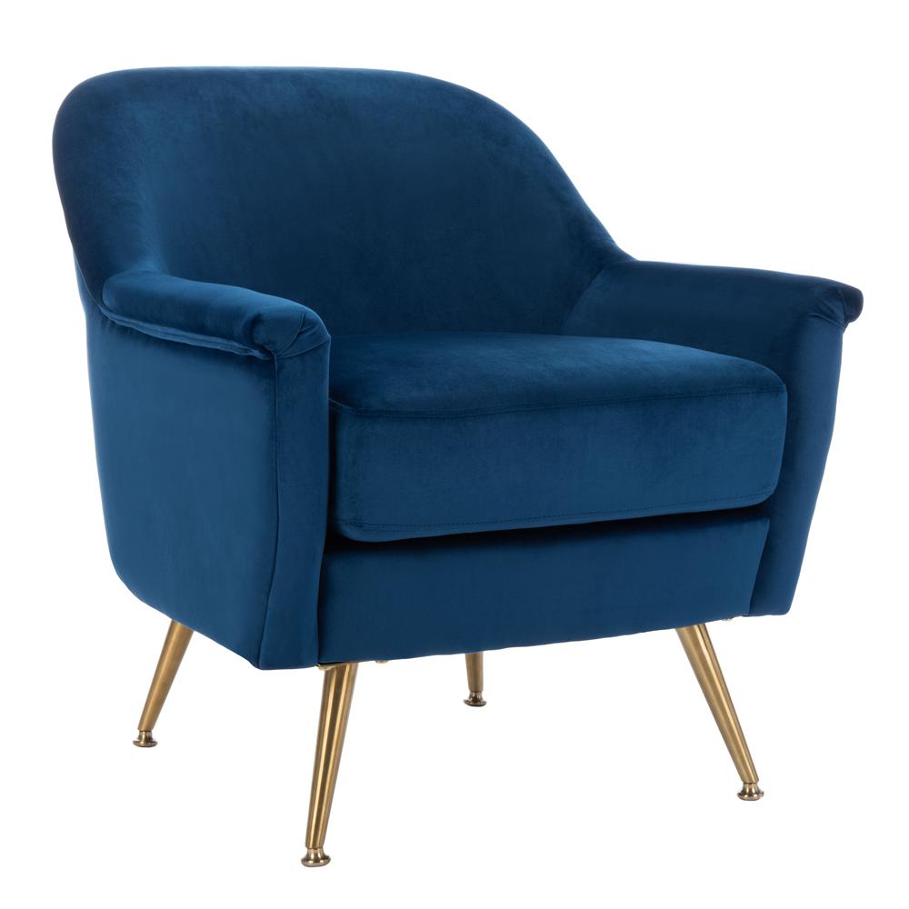 Brienne Mid Century Arm Chair, Navy/Brass. Picture 8