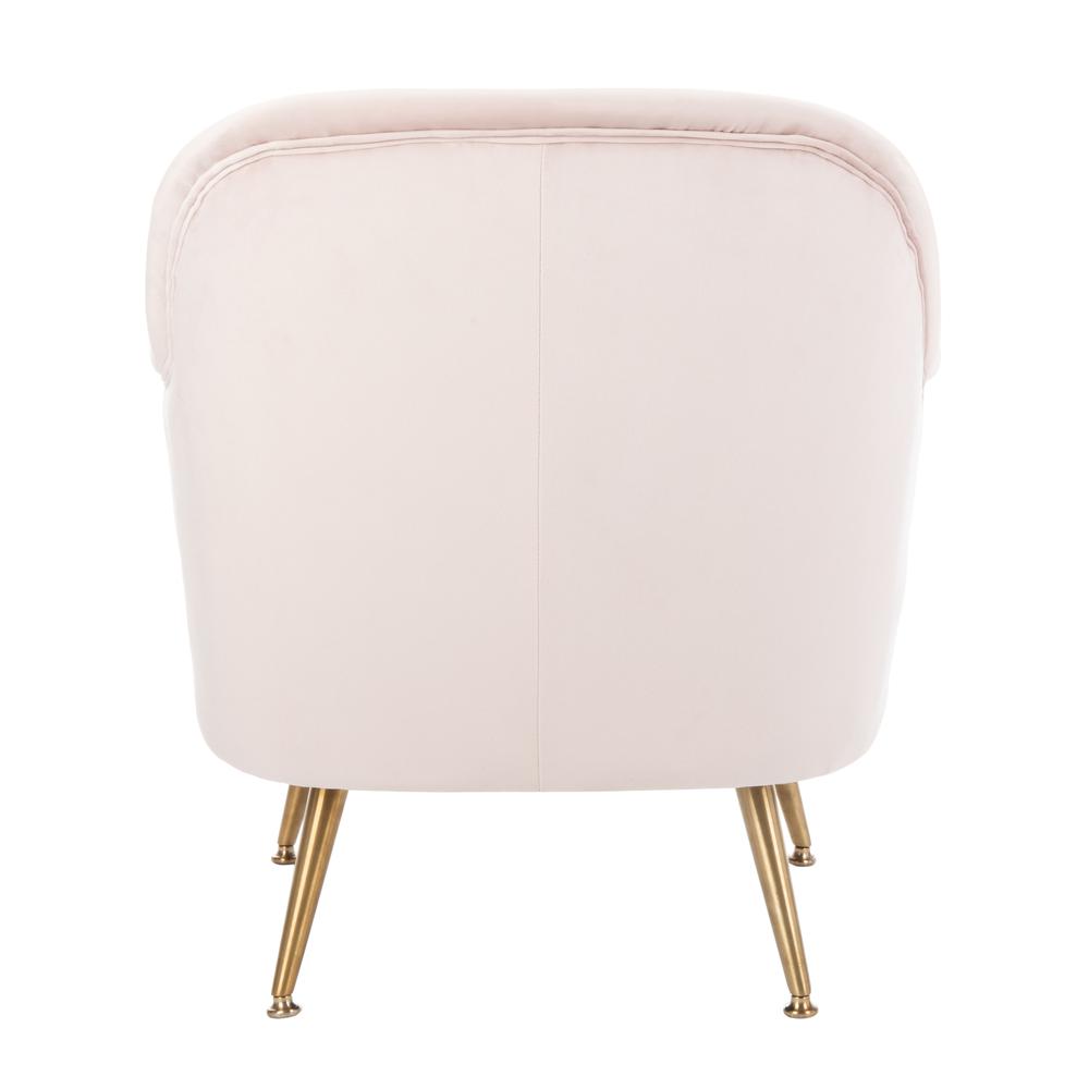 Brienne Mid Century Arm Chair, Blush Pink/Brass. Picture 3