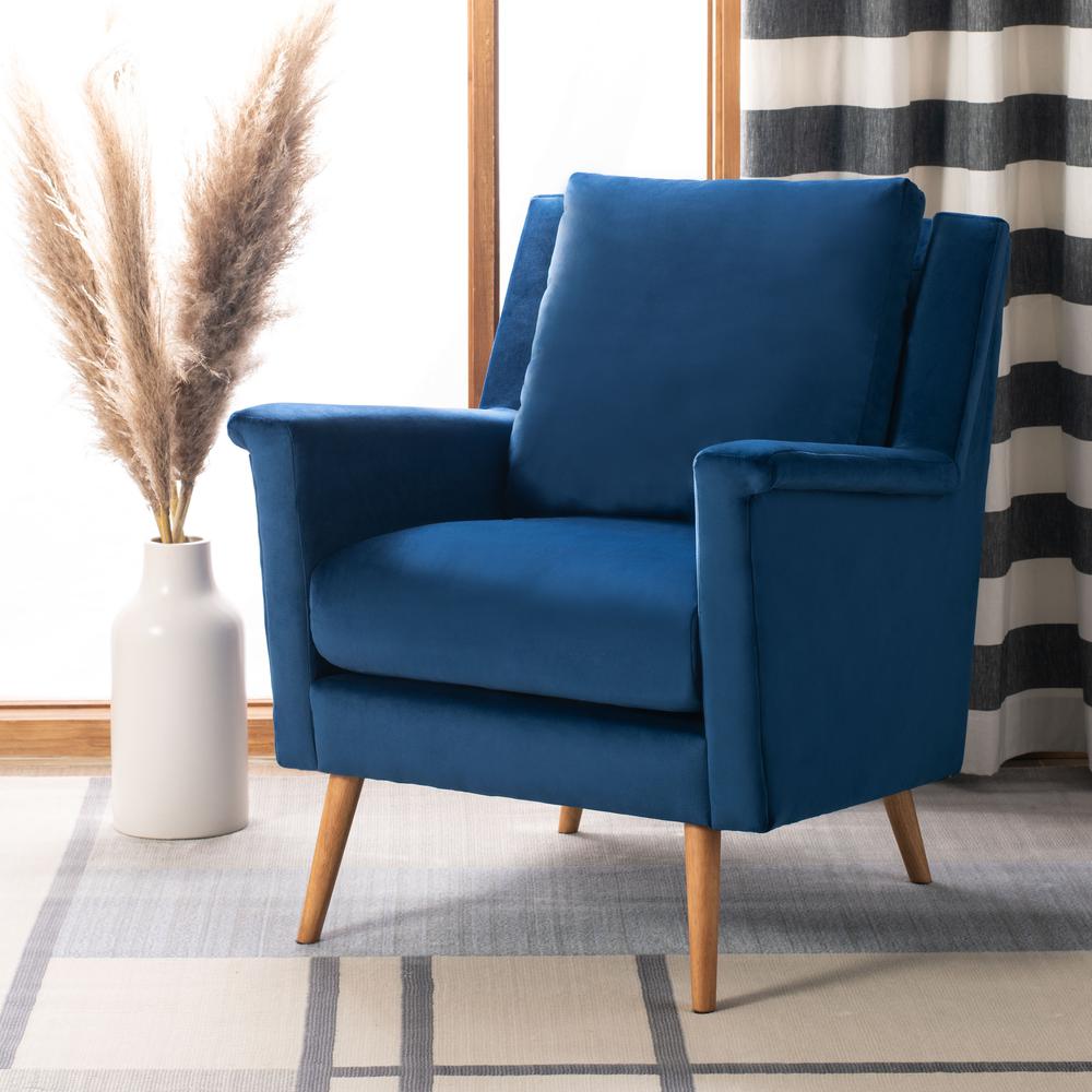 Astrid Mid Century Arm Chair, Navy/Natural. Picture 7