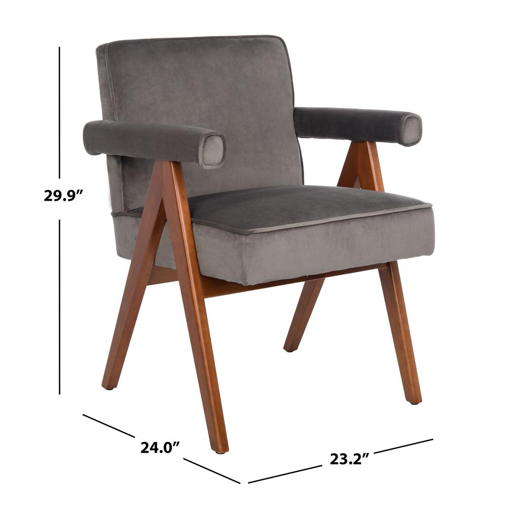 Suri Mid Century Arm Chair, Grey/Walnut. Picture 5