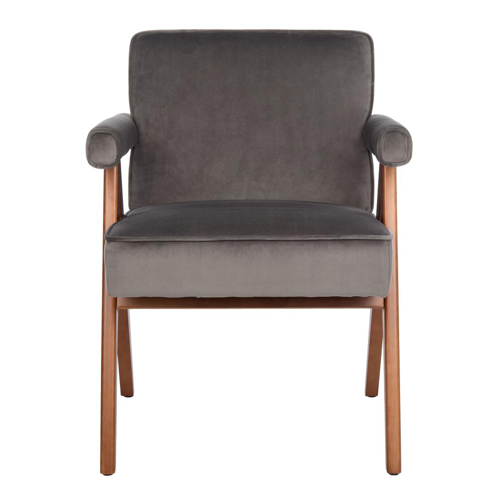 Suri Mid Century Arm Chair, Grey/Walnut. Picture 1
