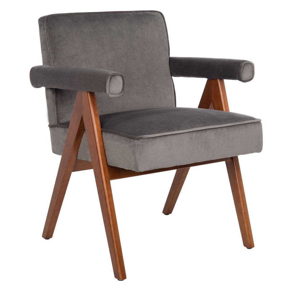 Suri Mid Century Arm Chair, Grey/Walnut. Picture 8