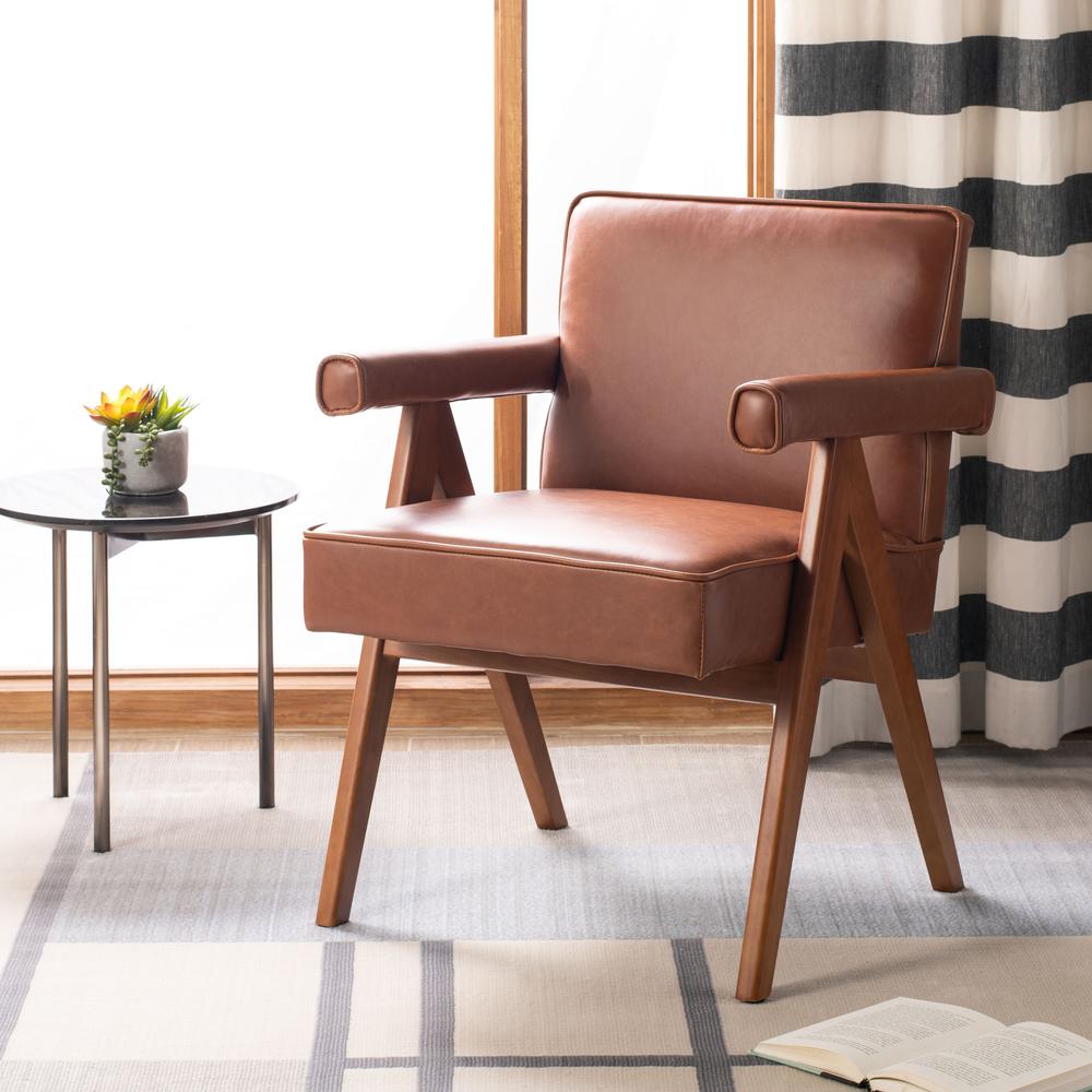 Suri Mid Century Arm Chair, Cognac/Walnut. Picture 7