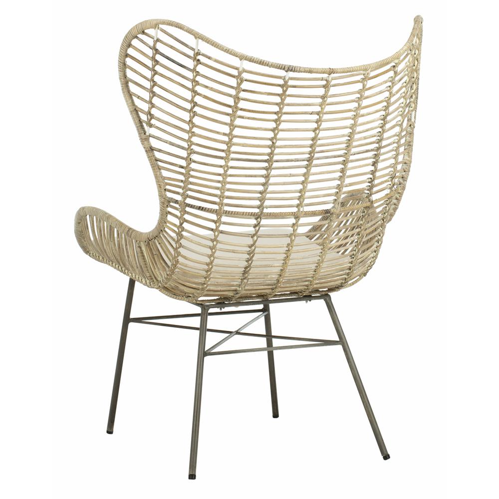 Malia Rattan Wingback Armchair, White Wash. Picture 3