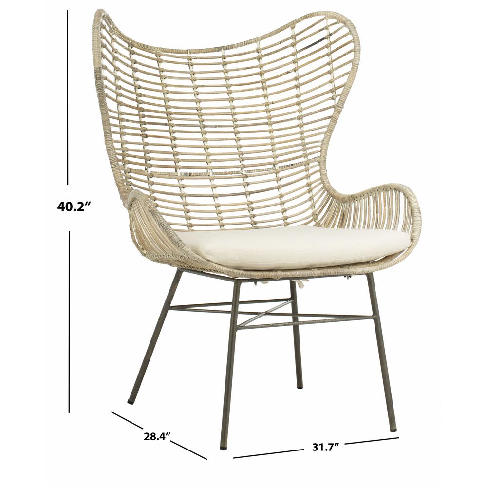 Malia Rattan Wingback Armchair, White Wash. Picture 5