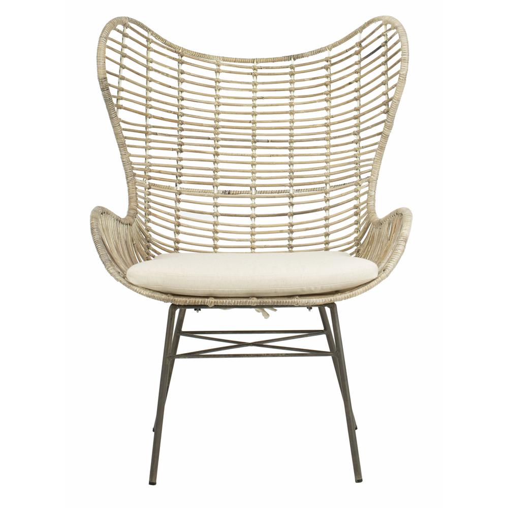 Malia Rattan Wingback Armchair, White Wash. Picture 1
