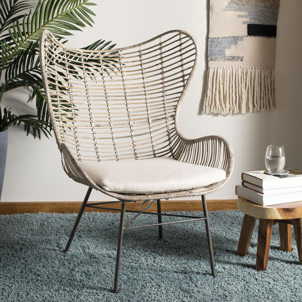 Malia Rattan Wingback Armchair, White Wash. Picture 7