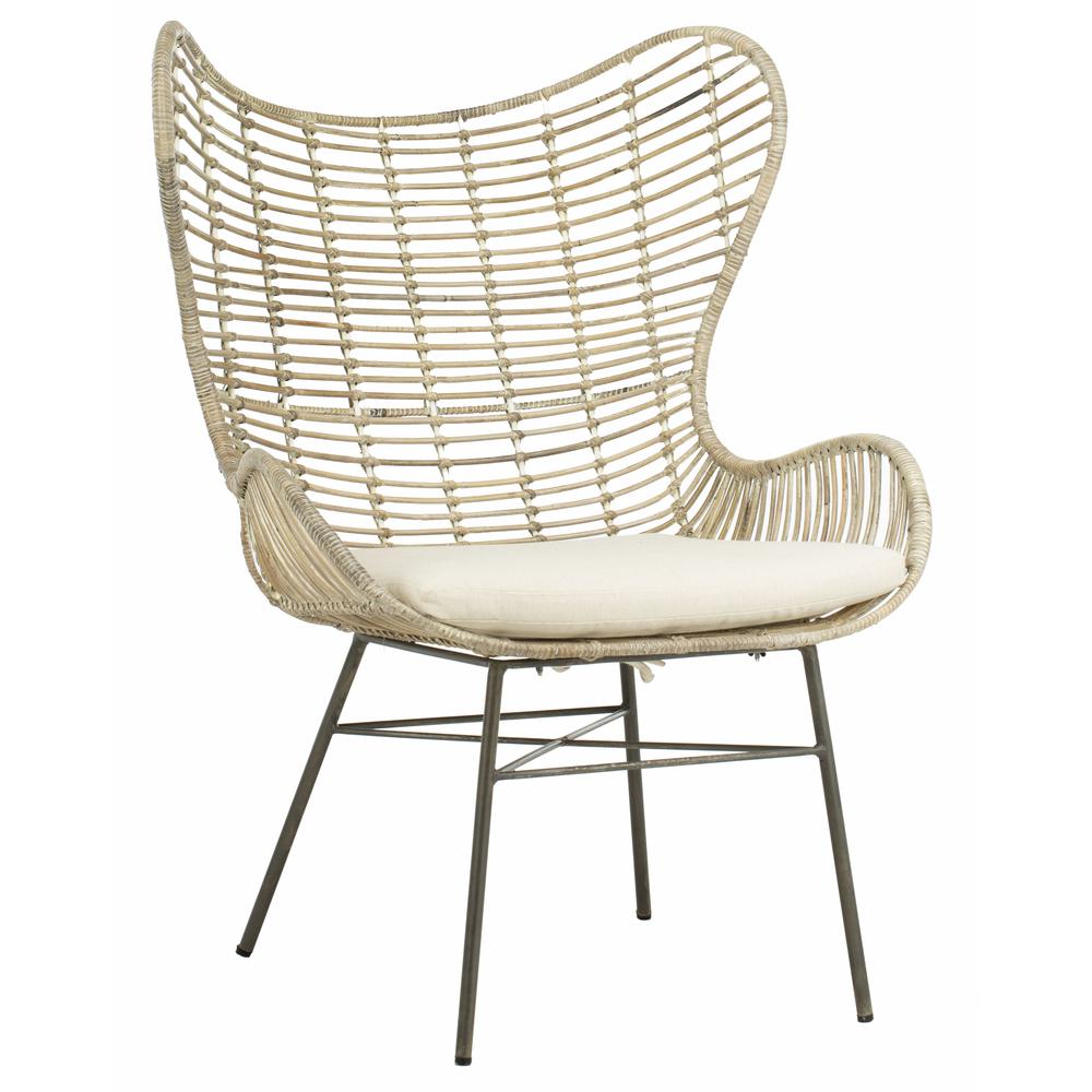 Malia Rattan Wingback Armchair, White Wash. Picture 8