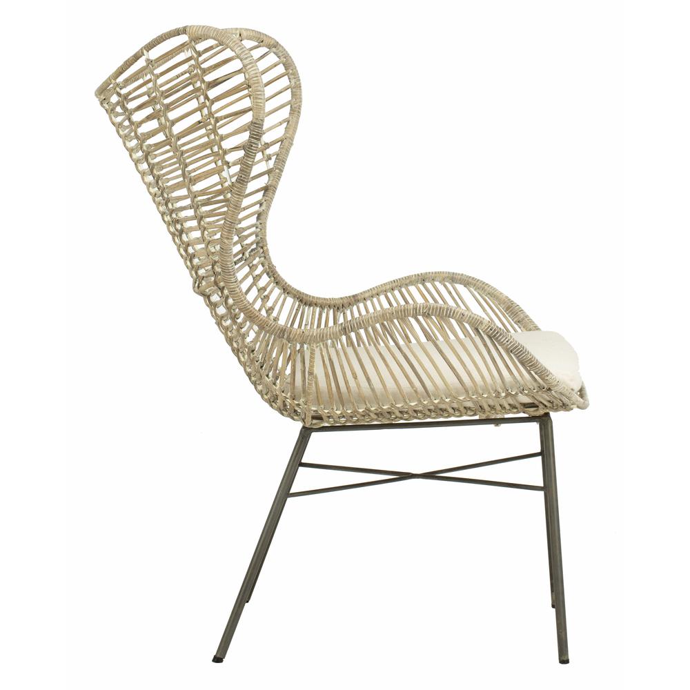 Malia Rattan Wingback Armchair, White Wash. Picture 9