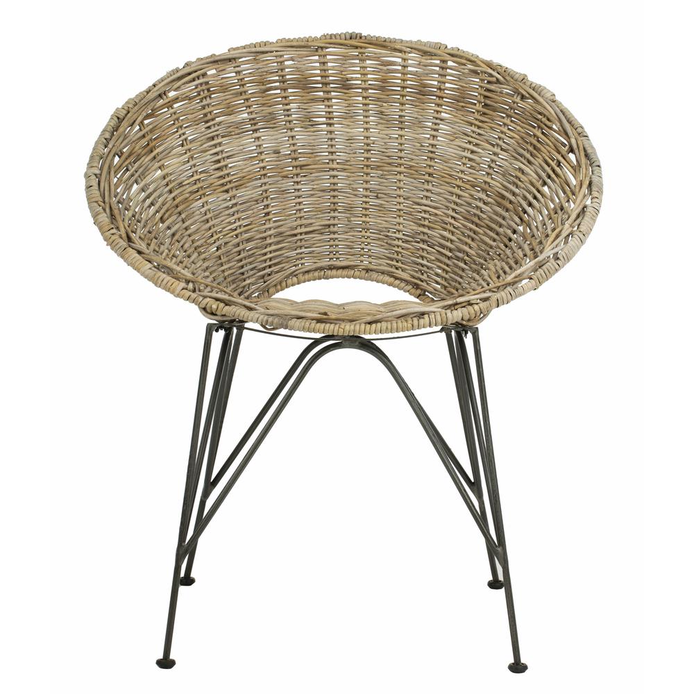 Sierra Rattan Accent Chair, Grey Wash/Dark Steel. Picture 1