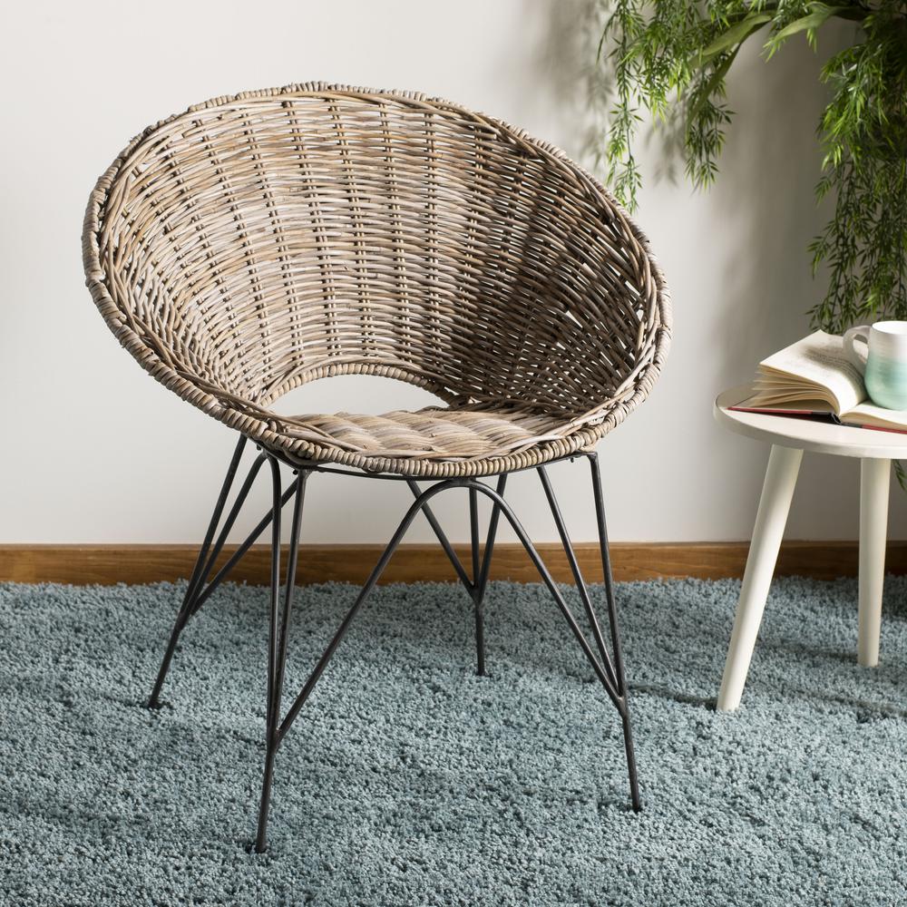 Sierra Rattan Accent Chair, Grey Wash/Dark Steel. Picture 7