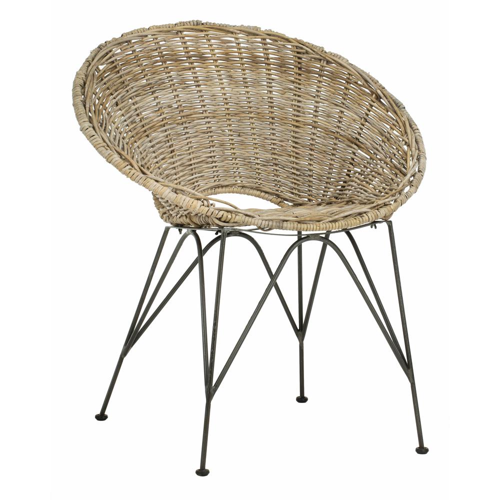 Sierra Rattan Accent Chair, Grey Wash/Dark Steel. Picture 8