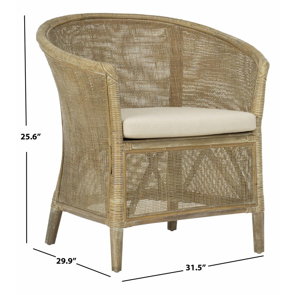 Alexana Rattan Armchair, Grey White Wash. Picture 4