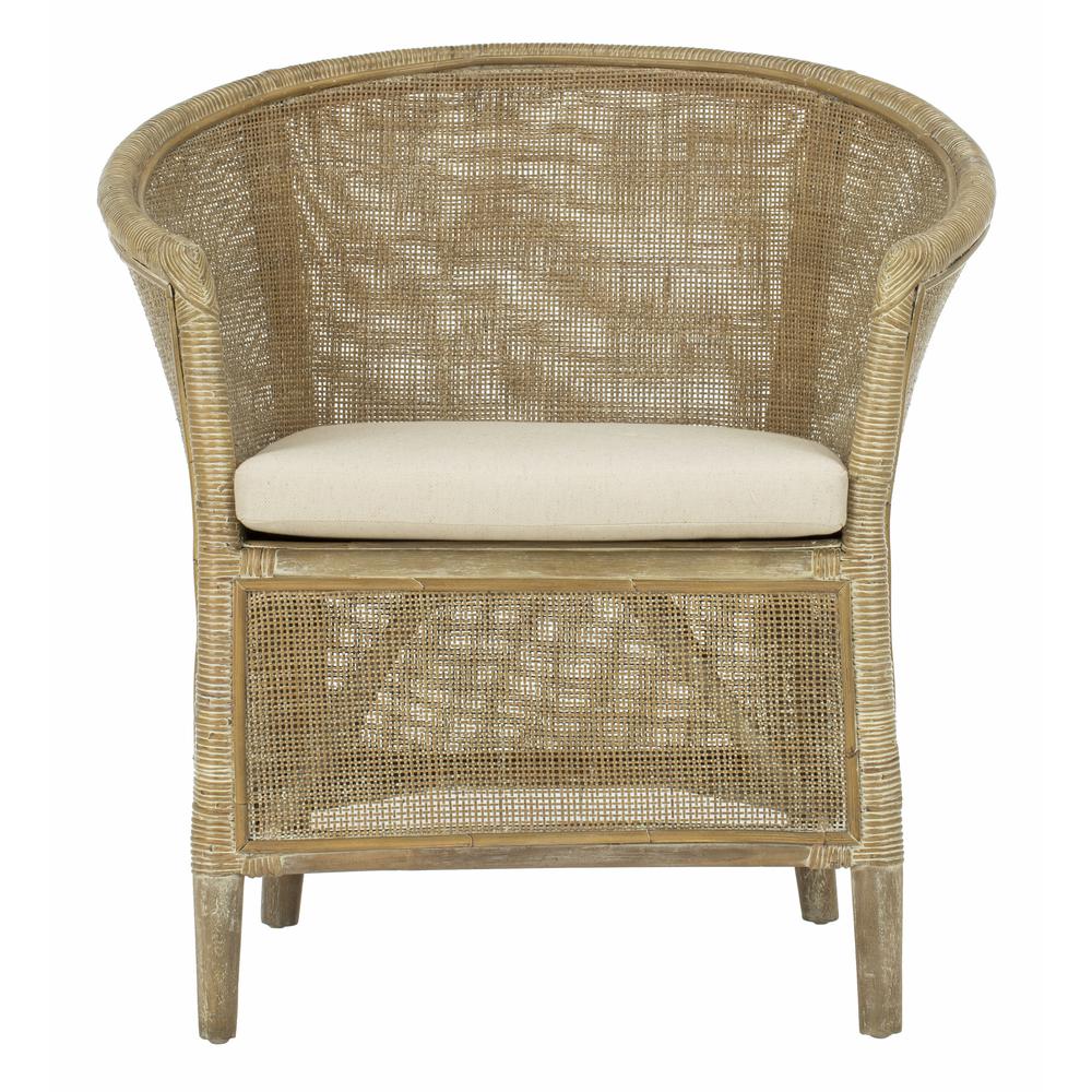 Alexana Rattan Armchair, Grey White Wash. Picture 1