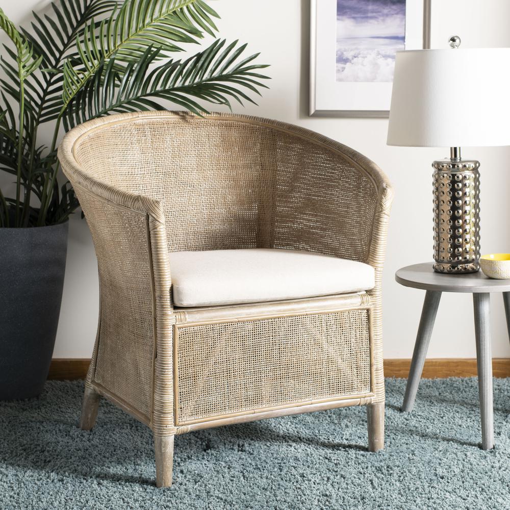 Alexana Rattan Armchair, Grey White Wash. Picture 6