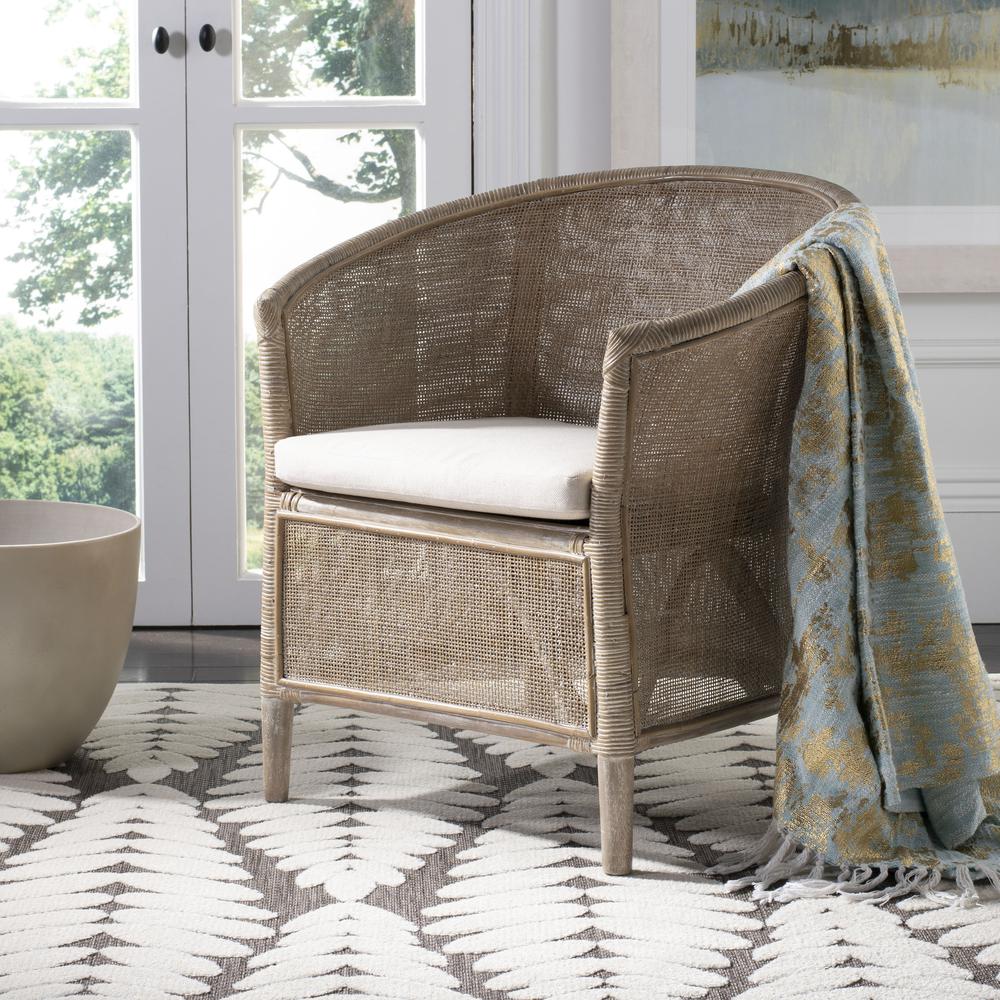 Alexana Rattan Armchair, Grey White Wash. Picture 7
