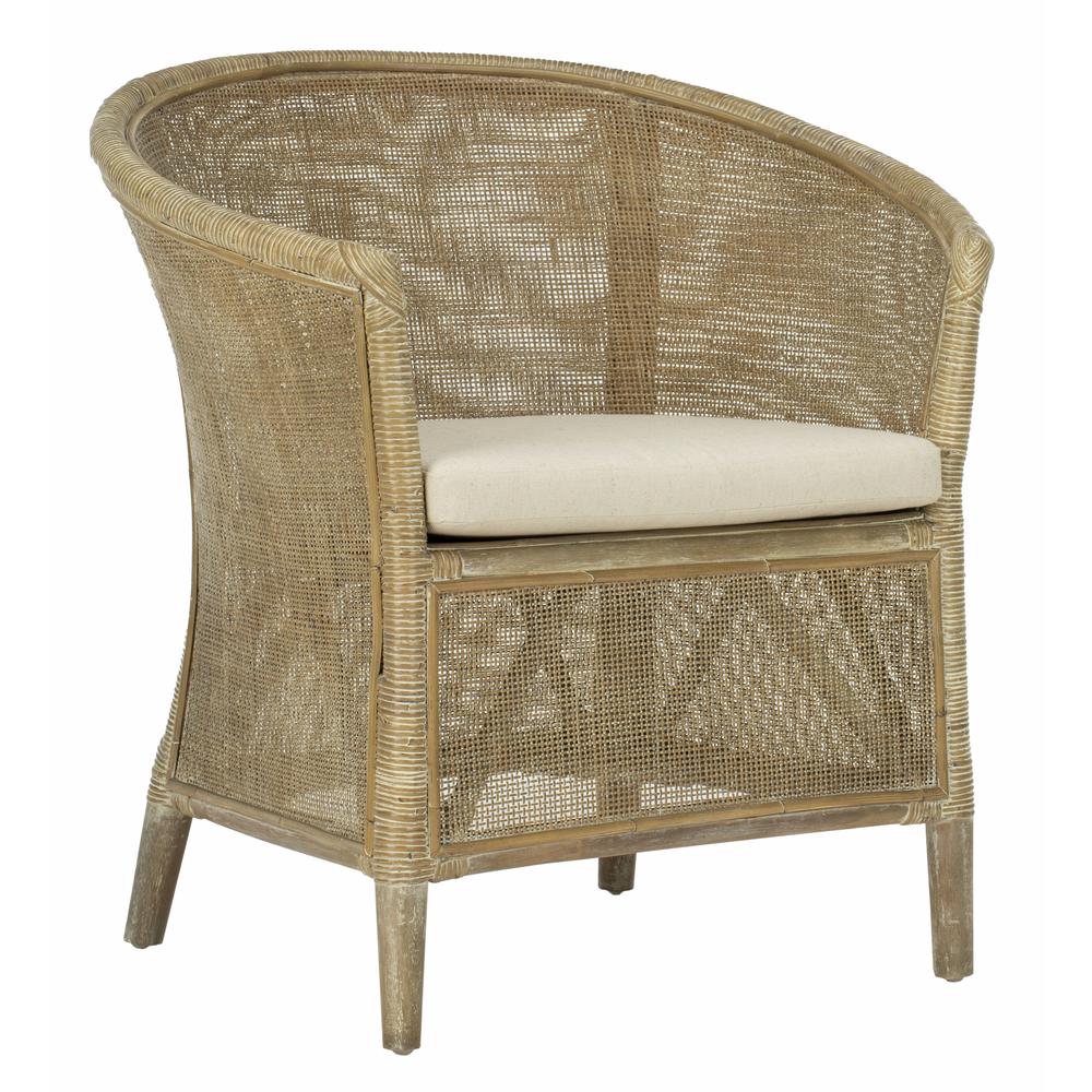 Alexana Rattan Armchair, Grey White Wash. Picture 8