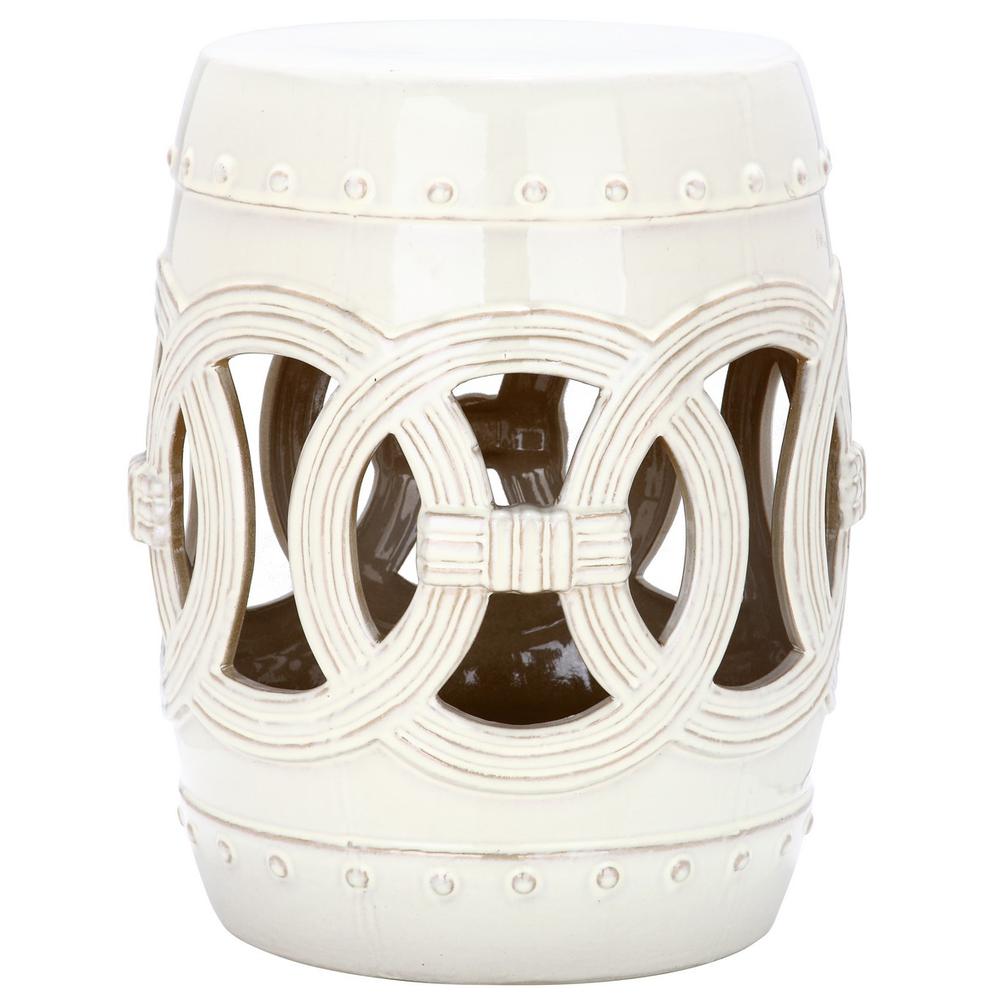 CREAM DOUBLE COIN STOOL. Picture 1