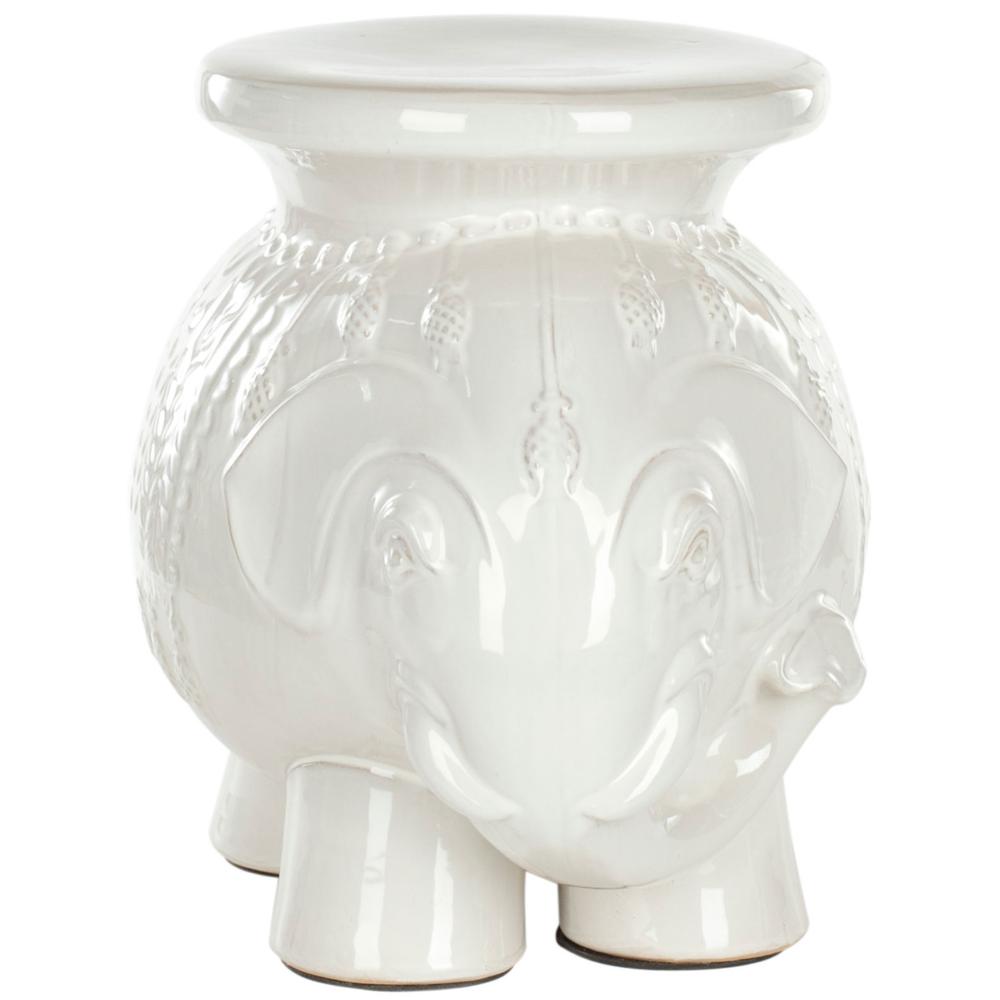WHITE CERAMIC ELEPHANT STOOL. Picture 1