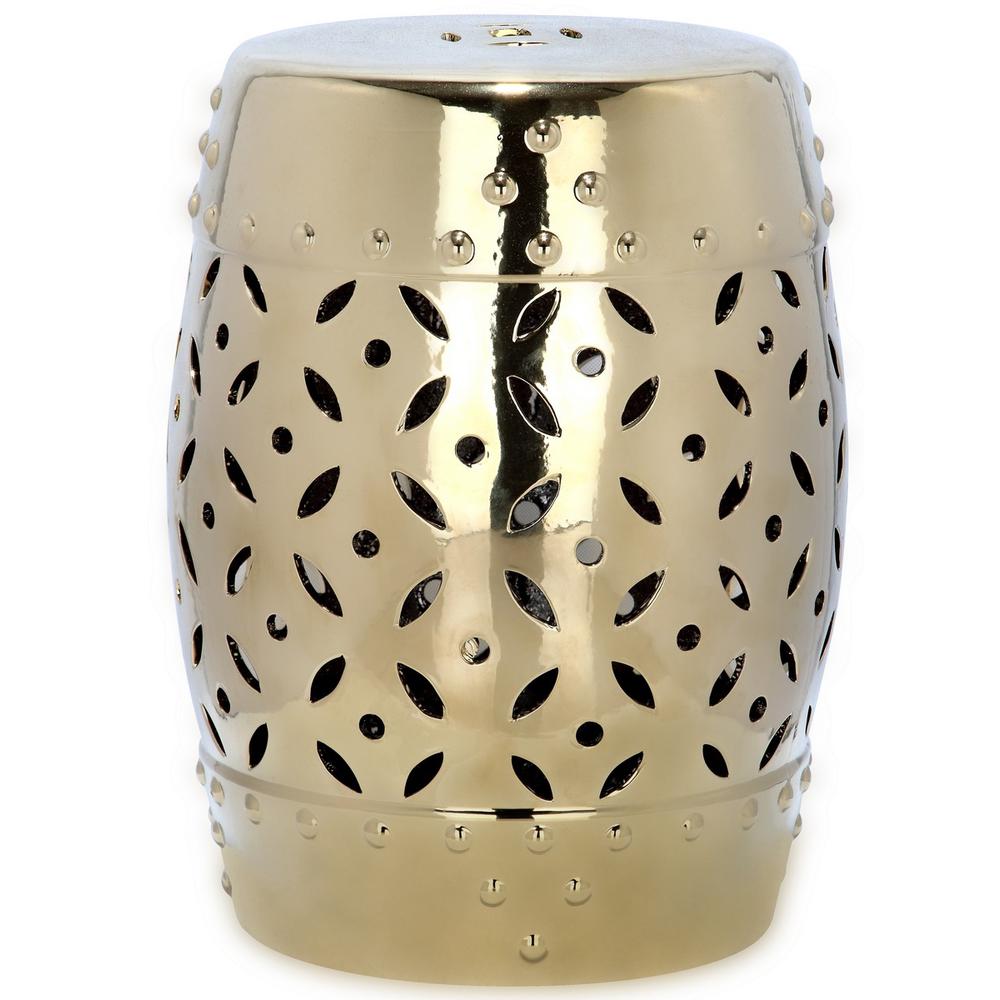 GOLD LATTICE COIN GARDEN STOOL. Picture 1