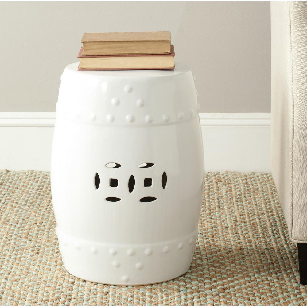 WHITE MODERN MING GARDEN STOOL. Picture 1