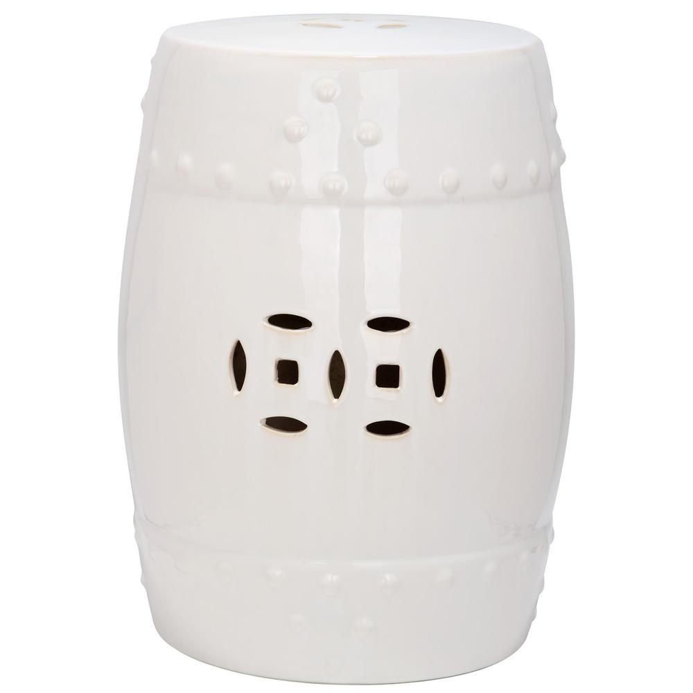 CREAM MODERN MING GARDEN STOOL. Picture 1