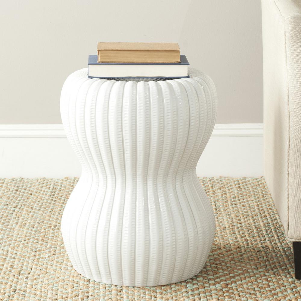 WHITE HOUR GLASS GARDEN STOOL. Picture 1