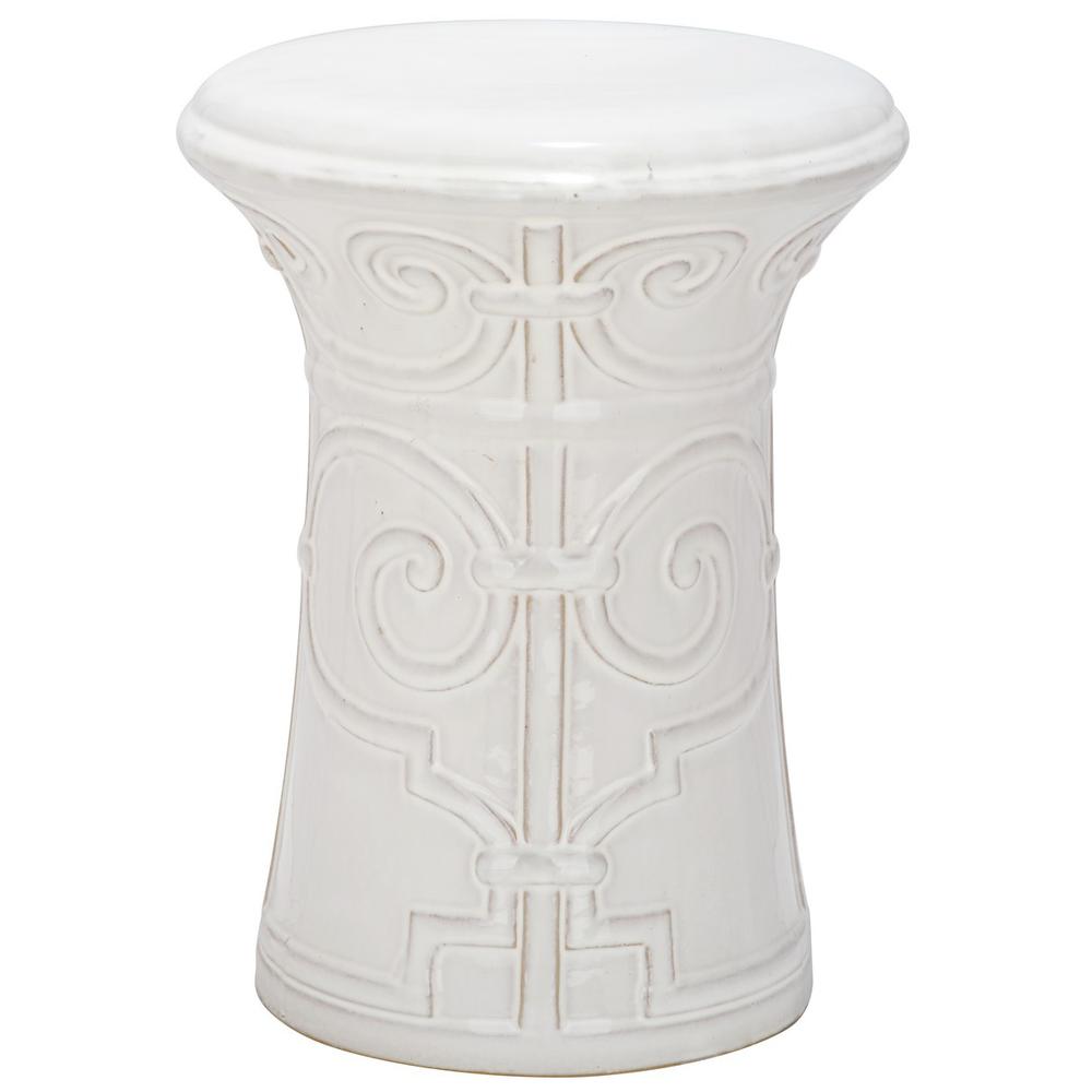 WHITE IMPERIAL SCROLL GARDEN STOOL. Picture 1