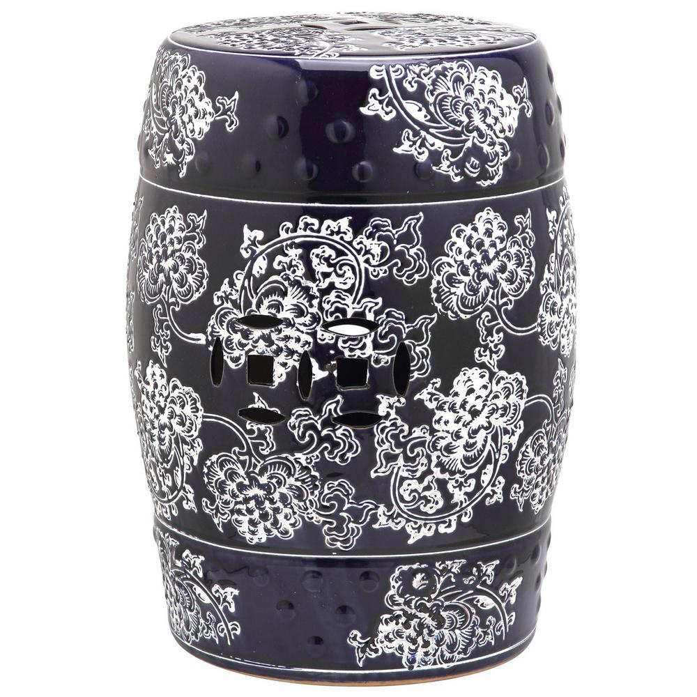 MIDNIGHT FLOWER GARDEN STOOL. Picture 1