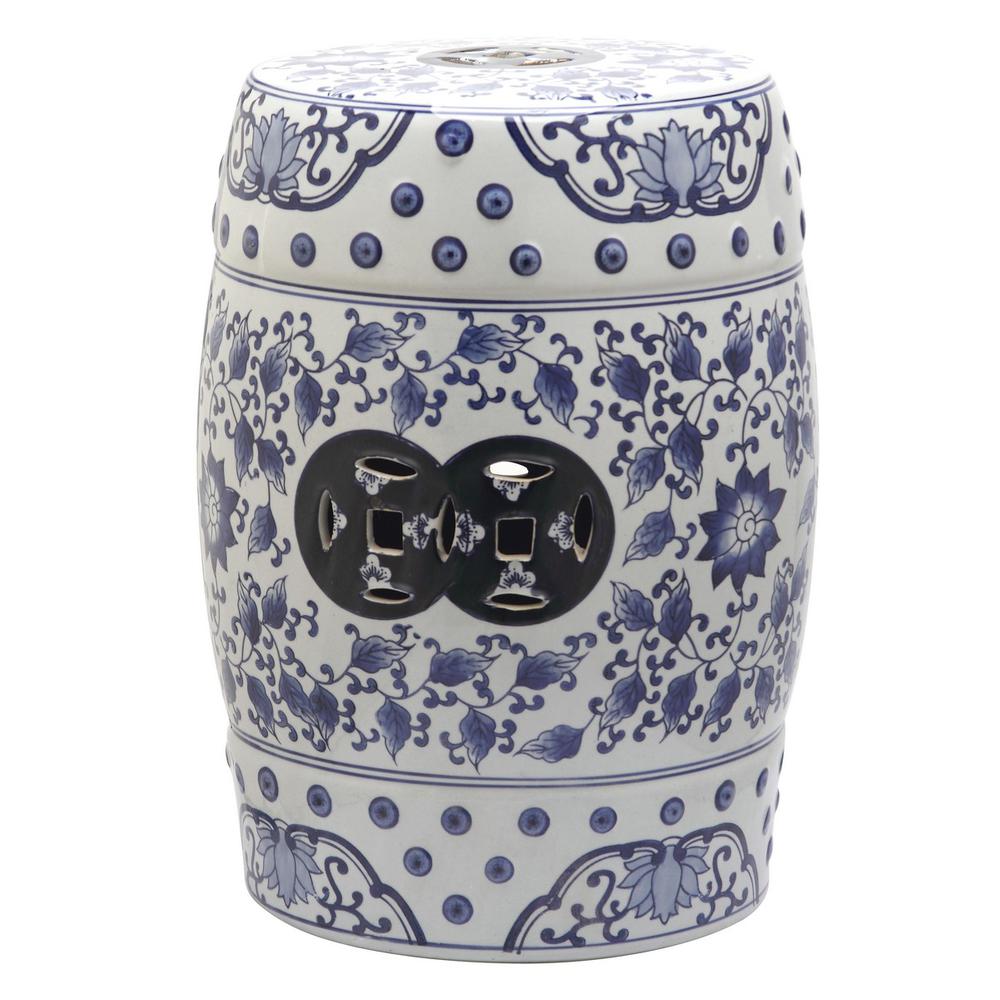 Tao Ceramic Decorative Garden Stool, Blue and White. Picture 1