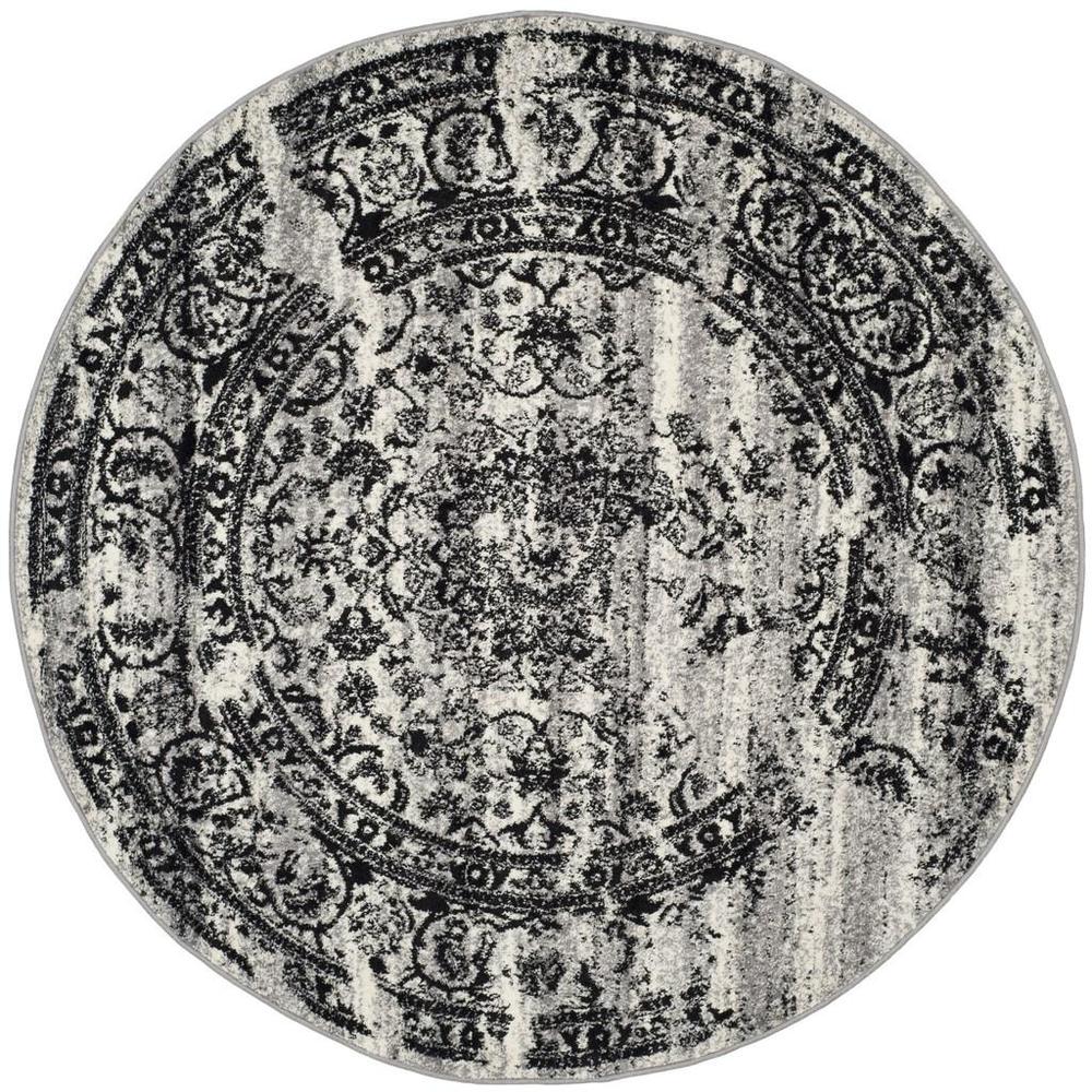 Adirondack, SILVER / BLACK, 6' X 6' Round, Area Rug, ADR101A-6R. Picture 1