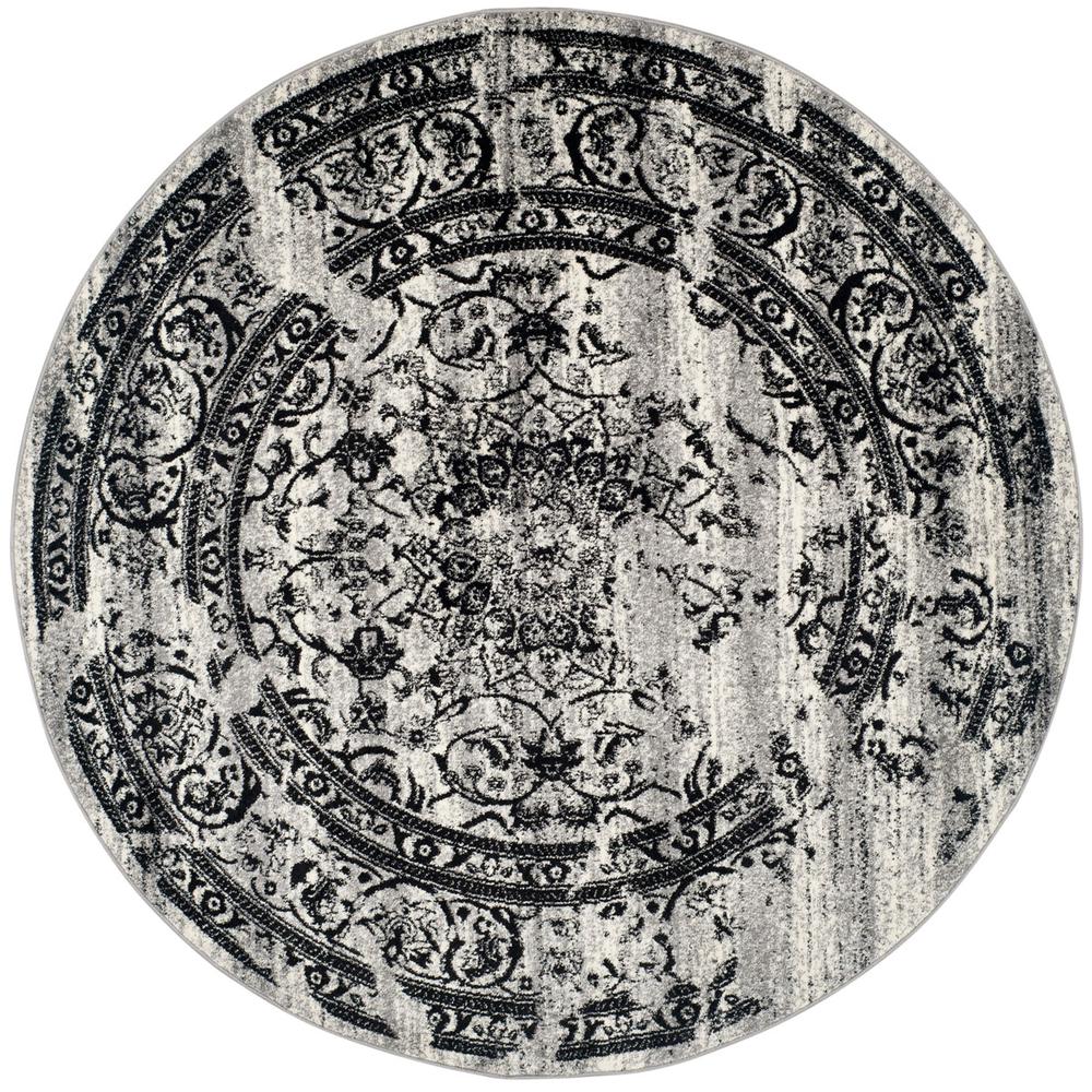 Adirondack, SILVER / BLACK, 8' X 8' Round, Area Rug, ADR101A-8R. Picture 1