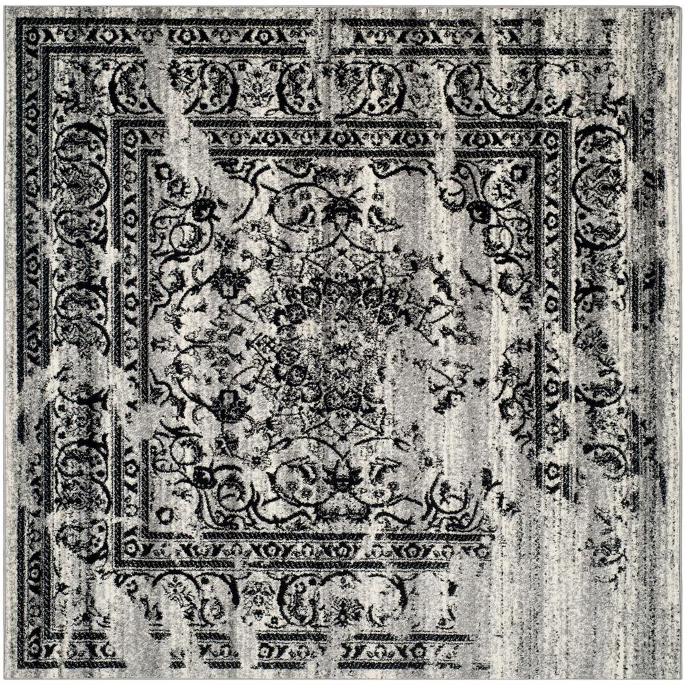 Adirondack, SILVER / BLACK, 8' X 8' Square, Area Rug, ADR101A-8SQ. Picture 1