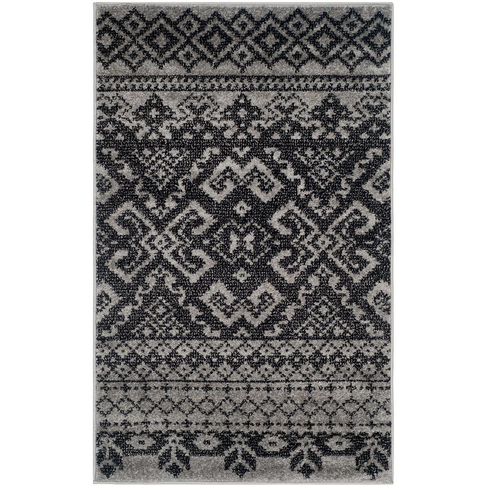 Adirondack, SILVER / BLACK, 3' X 5', Area Rug, ADR107A-3. Picture 1
