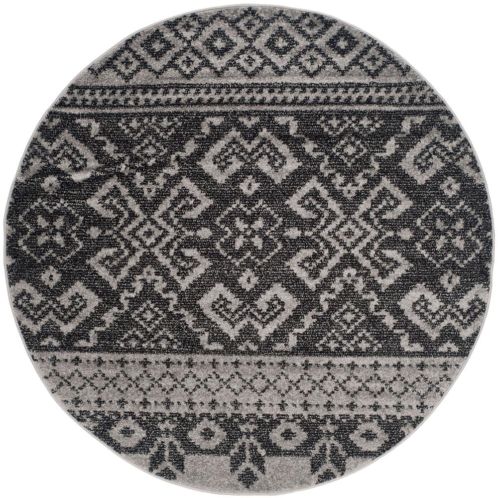 Adirondack, SILVER / BLACK, 6' X 6' Round, Area Rug, ADR107A-6R. Picture 1
