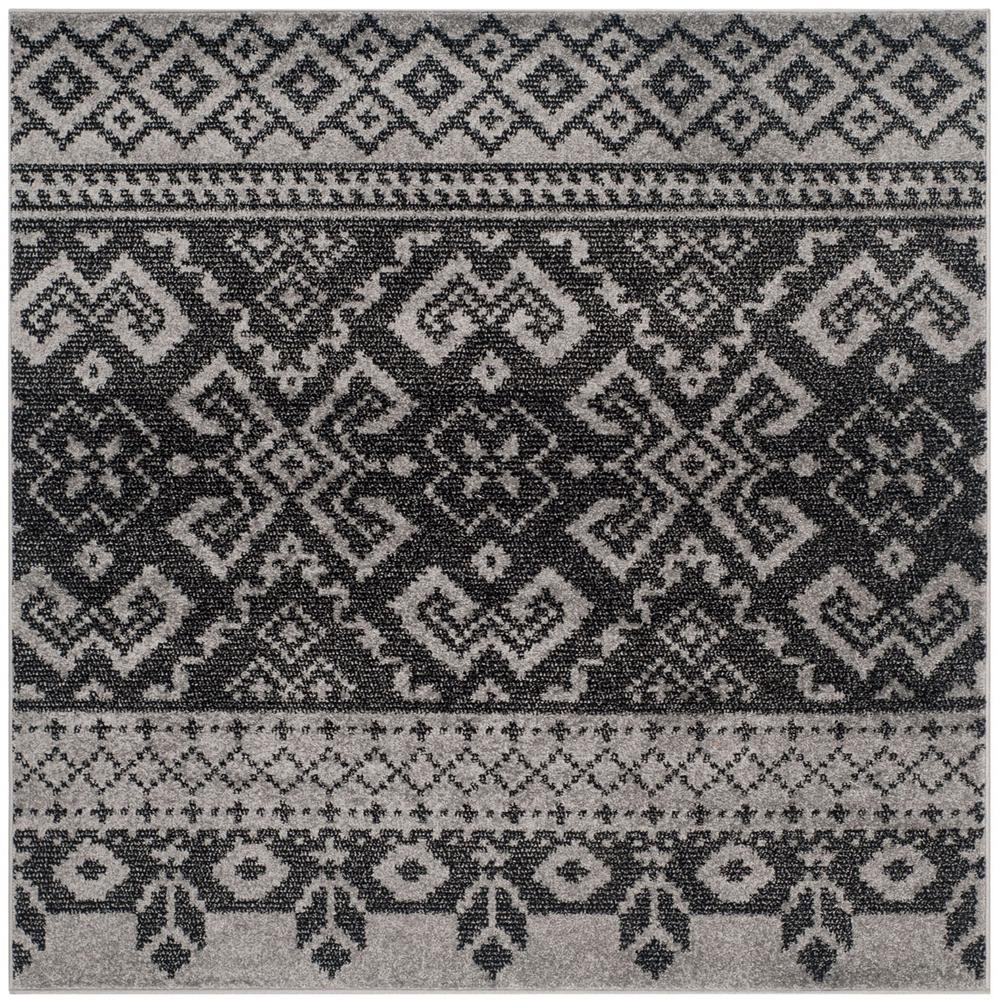 Adirondack, SILVER / BLACK, 4' X 4' Square, Area Rug, ADR107A-4SQ. Picture 1