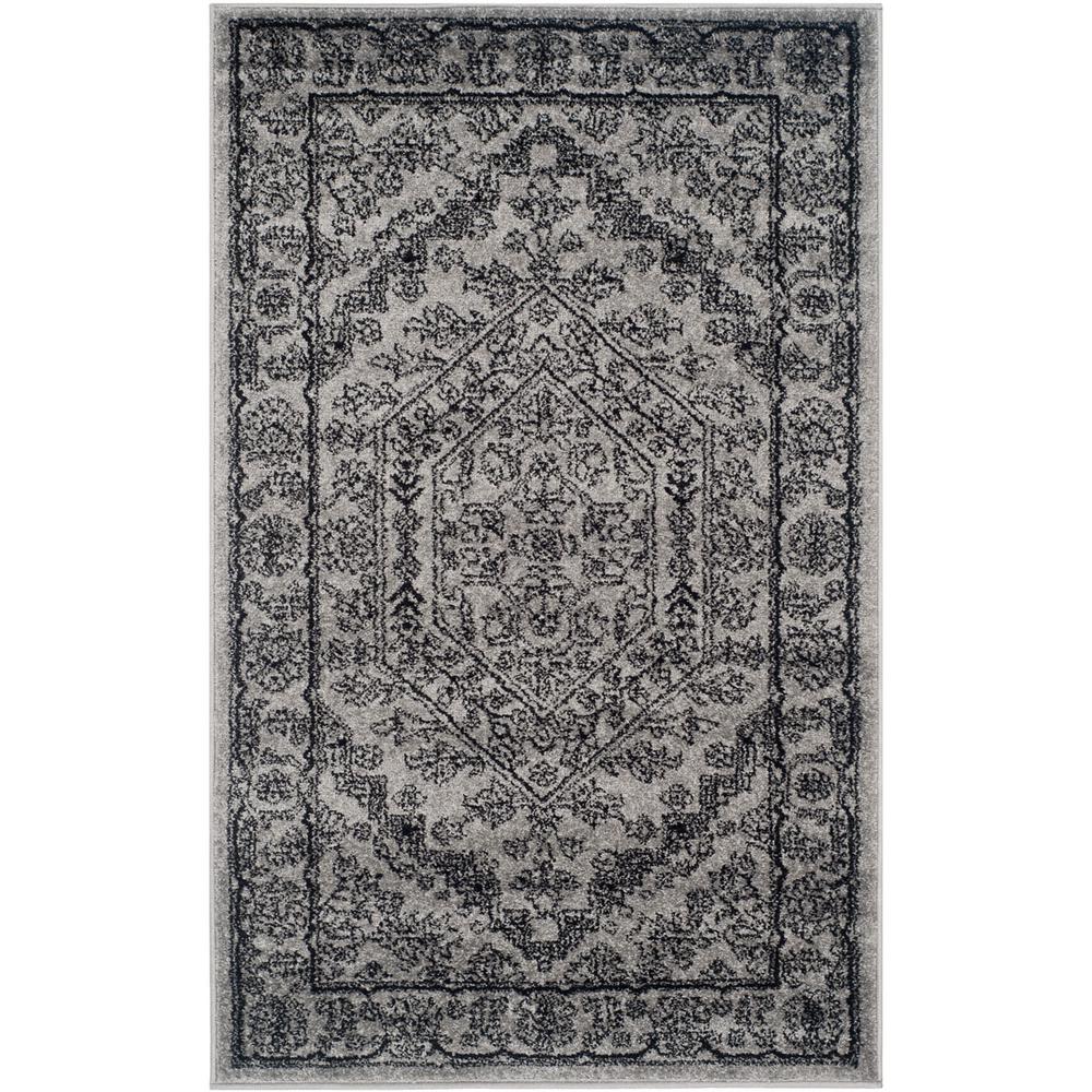 Adirondack, SILVER / BLACK, 3' X 5', Area Rug, ADR108A-3. Picture 1