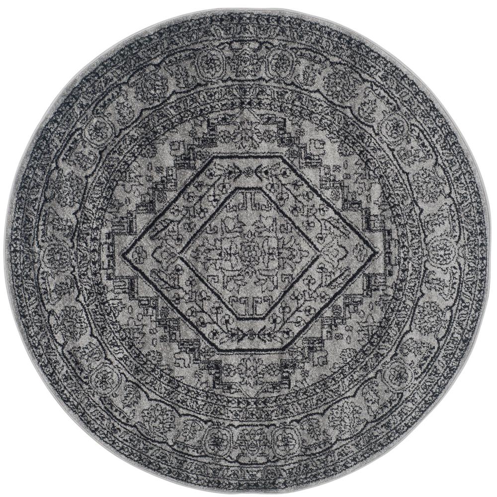 Adirondack, SILVER / BLACK, 6' X 6' Round, Area Rug, ADR108A-6R. Picture 1
